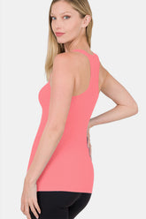 Zenana Women's Stretchy Ribbed Knit Racerback Tank Top - Versatile Everyday Essential